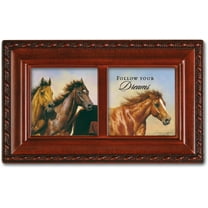 Follow Your Dreams Woodgrain Rope Trim Jewelry Music Box Plays Wonderful World