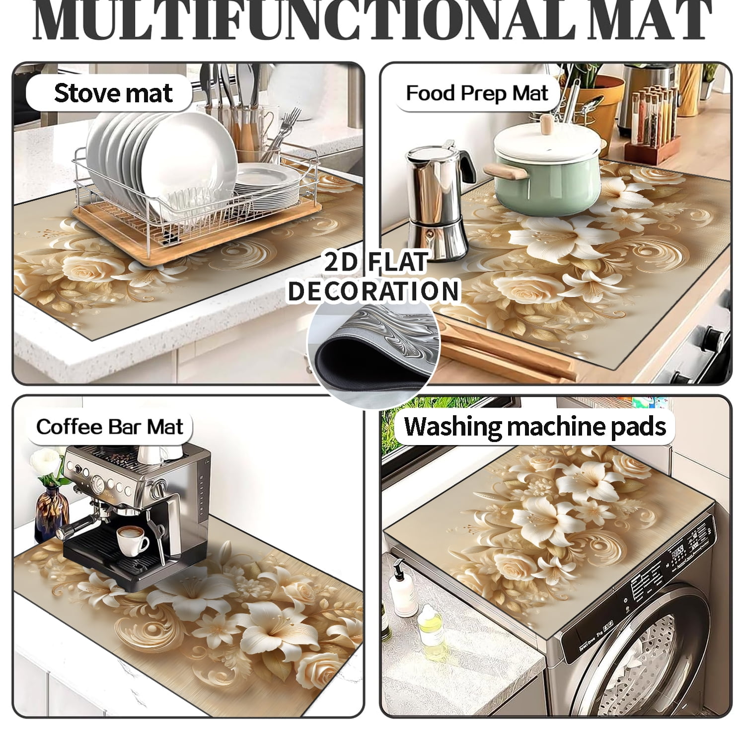Multi-Design Stove Top Cover for Glass/Electric Stoves - 3-in-1 Heat-Resistant Protector Mat, Non-Slip Drying Rack 28"x20" Glass Cooktop Covers, Kitchen Flat Electric Stove Top Covers