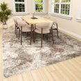 thumbnail image 3 of Washable Area Rug for Living Room, NovDeco 9'x12' Non-Slip Neutral Abstract Beige Indoor Rug, Low Pile Stain Resistant Carpet for Bedroom, Kitchen, 3 of 11