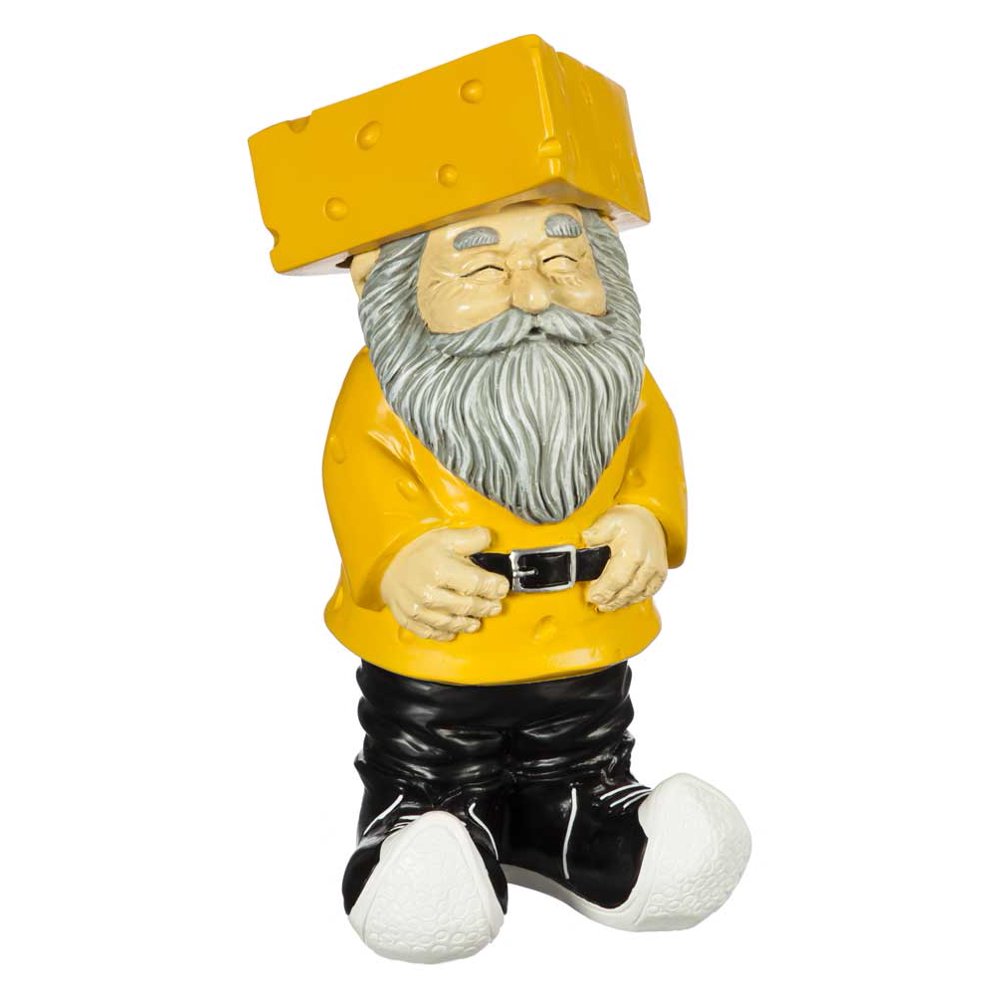 Original Cheesehead Sculpted Cheese Themed Garden Gnome, 4 x 4.25 x 9.5