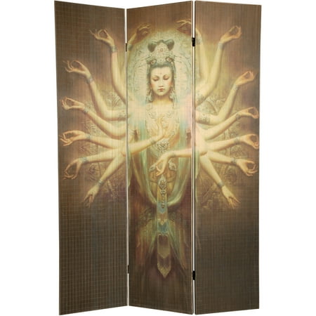 6' Tall Thousand Arm Kwan Yin Bamboo Room Divider
