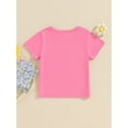 thumbnail image 3 of Kids Girls Summer T-Shirt Cartoon ElephantFlower Print Short Sleeve Round Neck Graphic Tops, 3 of 7
