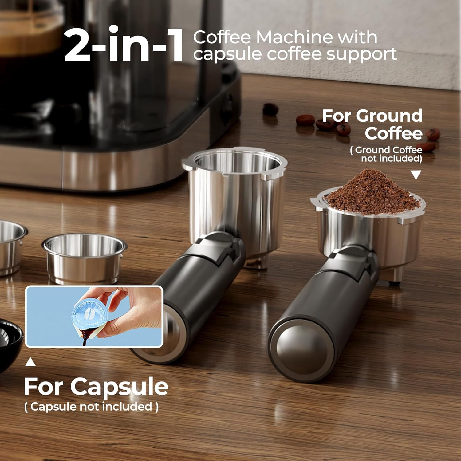 Moifoi 20 Bar Espresso Machine, Multifunctional Coffee Maker with Automatic Milk Frother, Coffee Machine with 57Oz Removable Water Tank & 17 Oz Milk Tank, Cappuccino, Latte