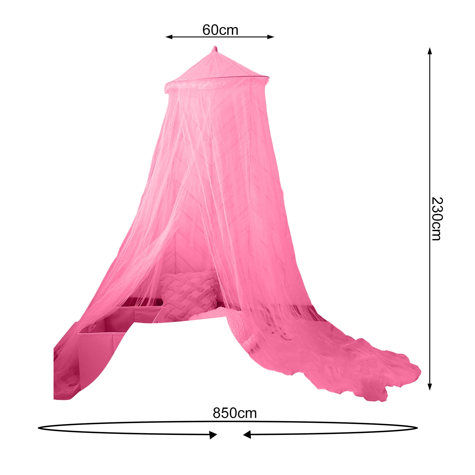 Deyuer Bed Canopy Fine Mesh Breathable See-through Easy Installation Hanging Net Canopy Solid Color Round Dome Princess Girls Bed Curtain Bedroom Decoration