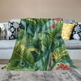 thumbnail image 2 of Nawypu  Paml Tree Blanket Tropical Bedding Green and Gold Palm Leaf Soft Flannel Throw Blanket Lightweight Plush Throw Fuzzy Blanket for Bed Sofa, 2 of 6