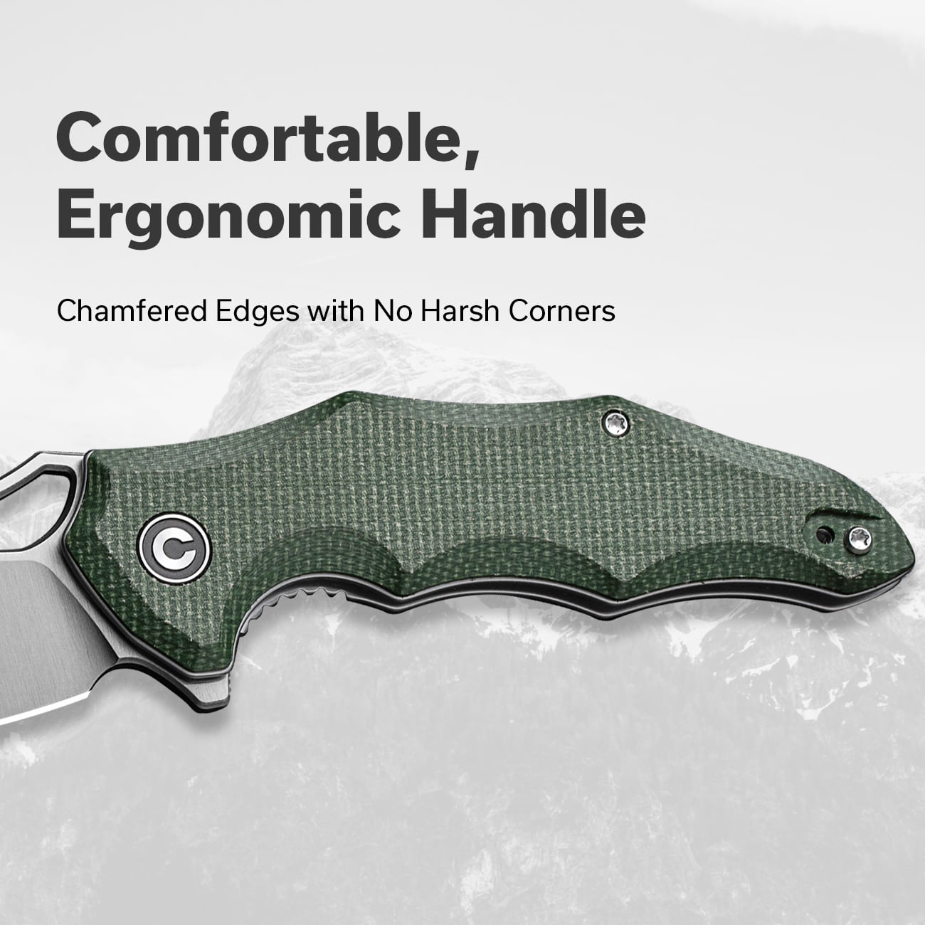 CIVIVI Knives Chiro Liner Lock Green Canvas Micarta Satin 14C28N Stainless Steel Pocket Knife C23046-2