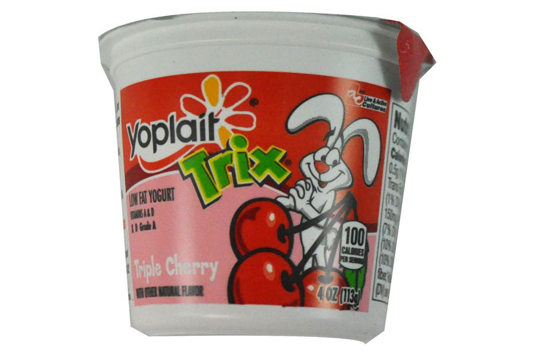 Yoplait Trix Triple Cherry Yogurt, 4 Ounce -- 48 per case.