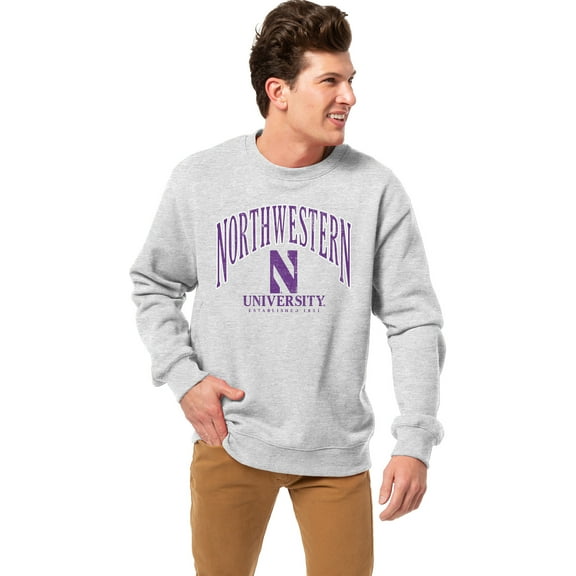 Men's League Collegiate Wear Heather Gray Northwestern Wildcats Essentials 2.0 Fleece Pullover Sweatshirt