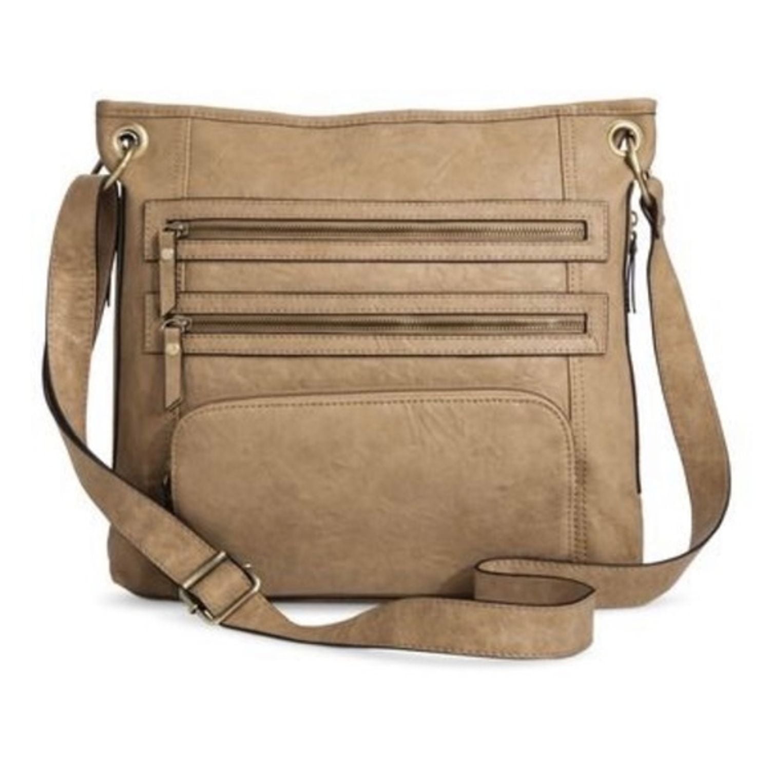 BUENO Zip Closure Crossbody Bag in Cashew