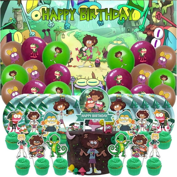 Amphibia Birthday Party Supplies Balloons Paper Plates Decoration Cake Topper Decor Tableware Banner Backdrop