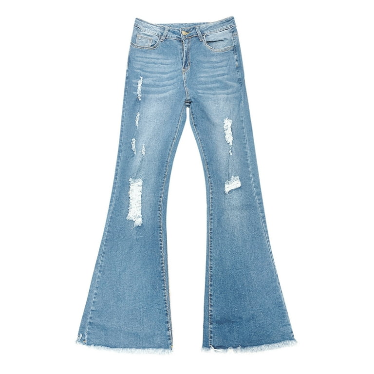Buy KASSUALLY Women Light Tone Solid High Rise Bell Bottom Jeans