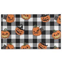 Checkered Halloween Pumpkin Pattern Door Rugs,Washable Non Slip Door Mats Indoor,Decorative Door Mats,Entry Mat Indoor for Entrance,Bedroom,Kitchen,Bathroom,17"x30"