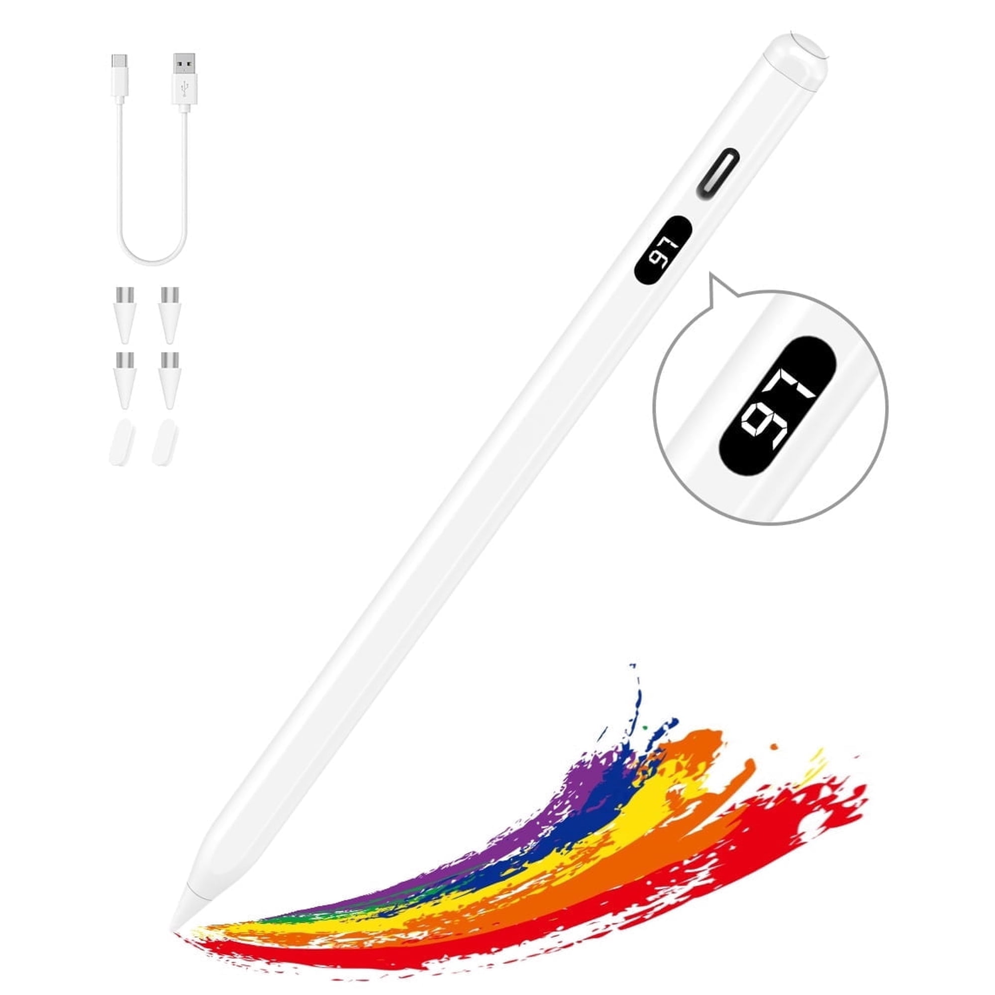 MoKo Stylus Pens for Touch Screens,Fast Charge iPad Pencil for Apple iPad iPhone Android Tablets IOS Samsung Lenovo Smart Phone, White