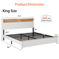 thumbnail image 7 of King bedstead with charging station all wood bed frame: this rustic farmhouse bed frame with storage headboard and built-in charging station is easy to install and operate, classic white, 7 of 7