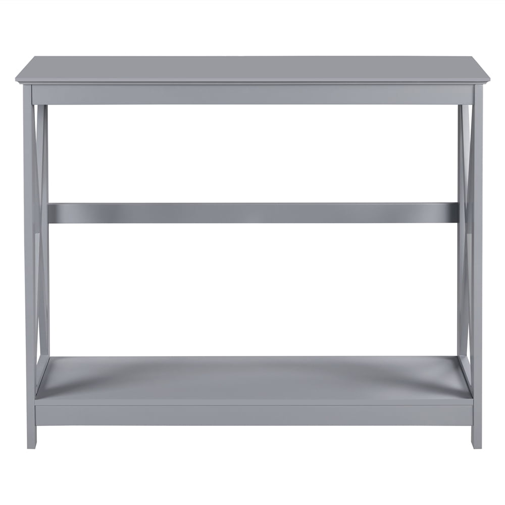 Yaheetech 2-Tier X-Design Console Table with Shelf for Living Room, Gray