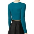 thumbnail image 3 of J. METHOD Women's Long Sleeve Scoop Neck Crop Top Solid Basic Casual Cropped T Shirts NEWT19 Turquoise M, 3 of 6