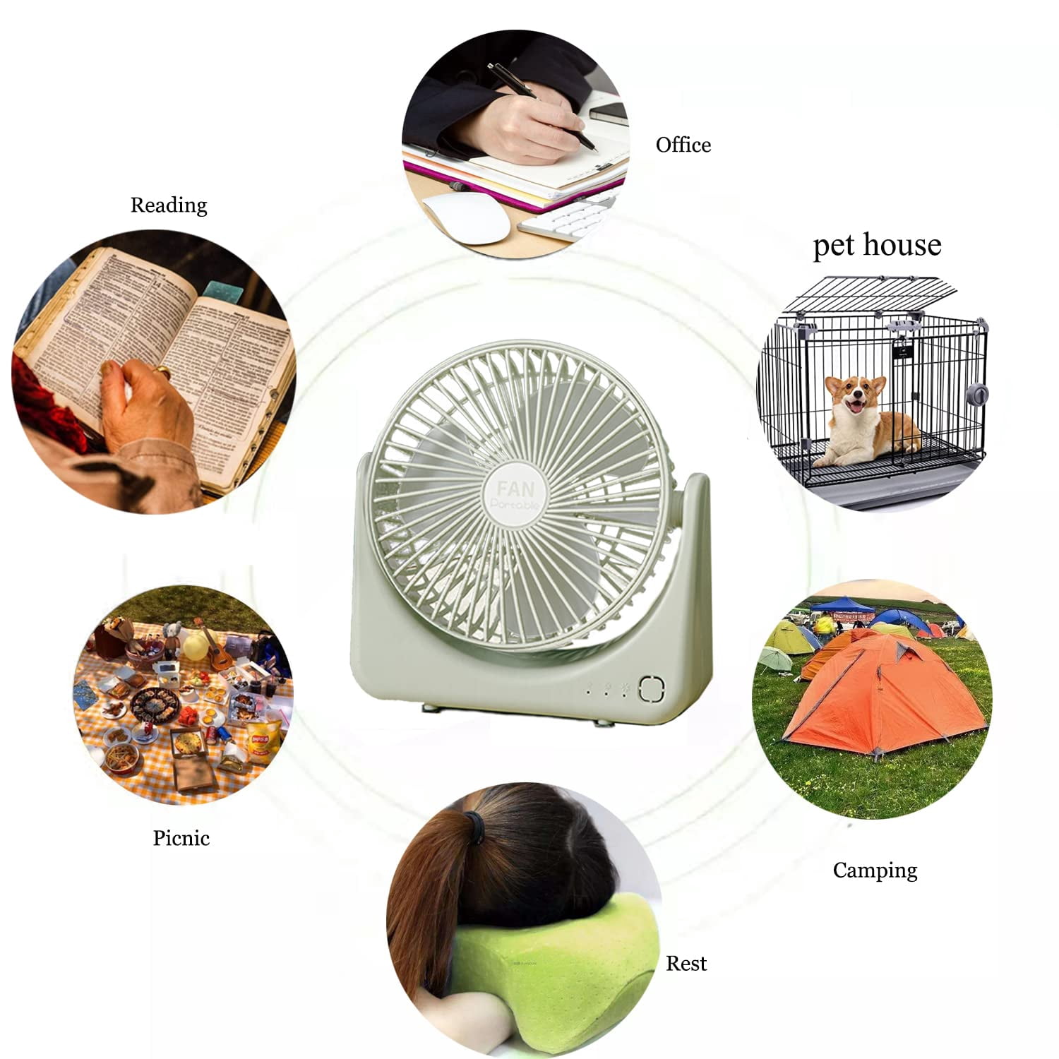 Kiven Desk Fan Small Table Fan with Remote Control,Strong Airflow Quiet Operation Portable Fan Speed Adjustable Head 270°Rotatable Mini Personal Fan for Home Office Bedroom Car Outdoor Travel?Green?