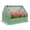 thumbnail image 2 of Outsunny Raised Garden Bed with Small Greenhouse, Green and Silver, 2 of 9
