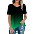 thumbnail image 2 of Teissuly Fashionable Women's Summer Printing V Neck T-shirt Short Sleeved Casual Tops, 2 of 5