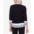 thumbnail image 5 of Alfred Dunner Womens Petite Border Stripe Crew Neck Top With Necklace, 5 of 6