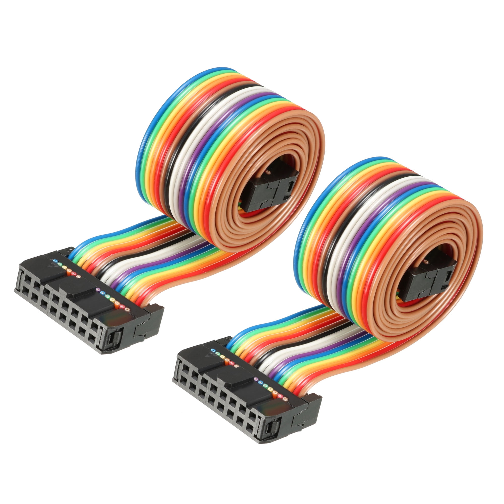 IDC 16P Wire Flat Rainbow Ribbon Cable 66cm 2.54mm Pitch 2pcs