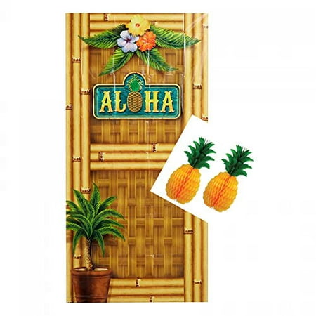 Aloha Door Cover 30 x 5 and 2 Tissue Pineapples  Luau 