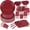 Burgundy, variant on 228PCS Pink Party Supplies Set Include Paper Plates Cups Pink Napkins Plastic Spoons Forks Knives for 30 Guests Disposable Party Dinnerware For Birthday Wedding Family Picnic