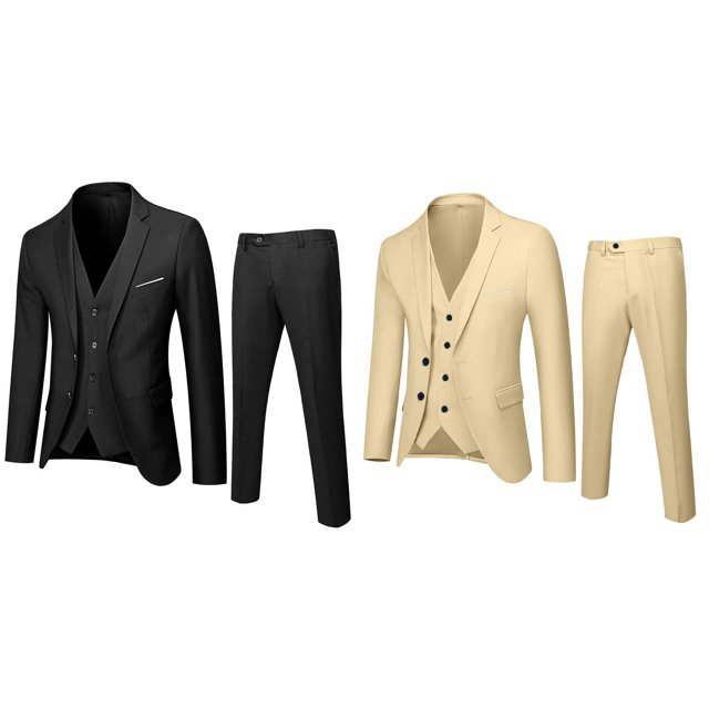(2-Pack) Rinsvye Boys Formal Jacket For Job Interview Wear Tailored Fit Piece Suit For Kids Elegant Black Suit For Event Wear