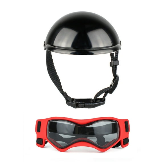 WINDLAND Motorcycle Dog Helmet with Ear Hole Helmet  Sunglasses Set Dog Cap Dog Hard Hat