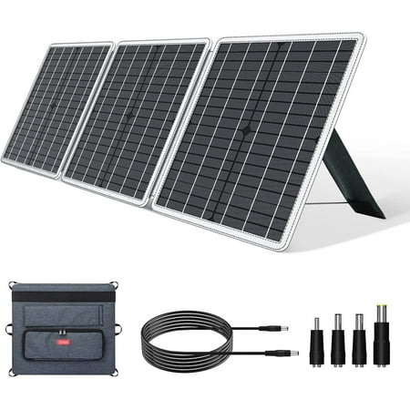 

Autoster GOFORT 60W 18V Portable Solar Panel Foldable Solar Charger with USB 18V DC QC 3.0 Output Compatible with Solar Generator Power Station Phones Laptops Tablet for Outdoor RV Van Camping -60