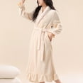 thumbnail image 4 of FDGIU Cozy Fleece Bathrobe for Women, Long Robe with Belt, Plush Flannel House Coat for Women Plus Size, 4 of 6