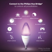Philips Hue White and Color Ambiance E12 Bulb, White, 60 Watts