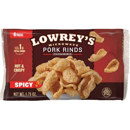 Lowrey's Bacon Curls Microwave Pork Rinds (Chicharrones), Hot & Spicy, 1.75 Ounce