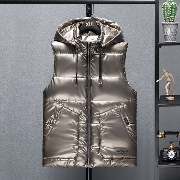 Chaleco de otoño e invierno para hombre, chaleco de algodón con plumón, chaleco cálido, chaleco de abrigo informal brillante de estilo coreano para parejas