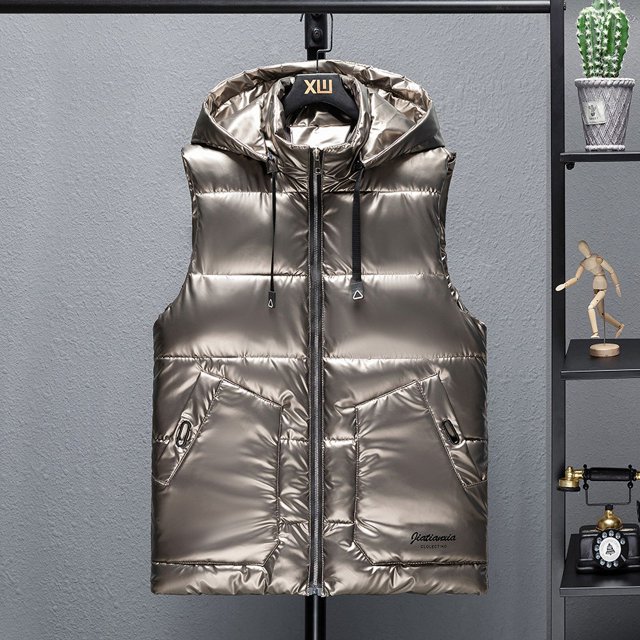 Chaleco de otoño e invierno para hombre, chaleco de algodón con plumón, chaleco cálido, chaleco de abrigo informal brillante de estilo coreano para parejas