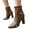 Brown, variant on Ankle Boots for Women VIntage Studded Buckle Booties Sexy Pointed Toe Zipper Fall Boots