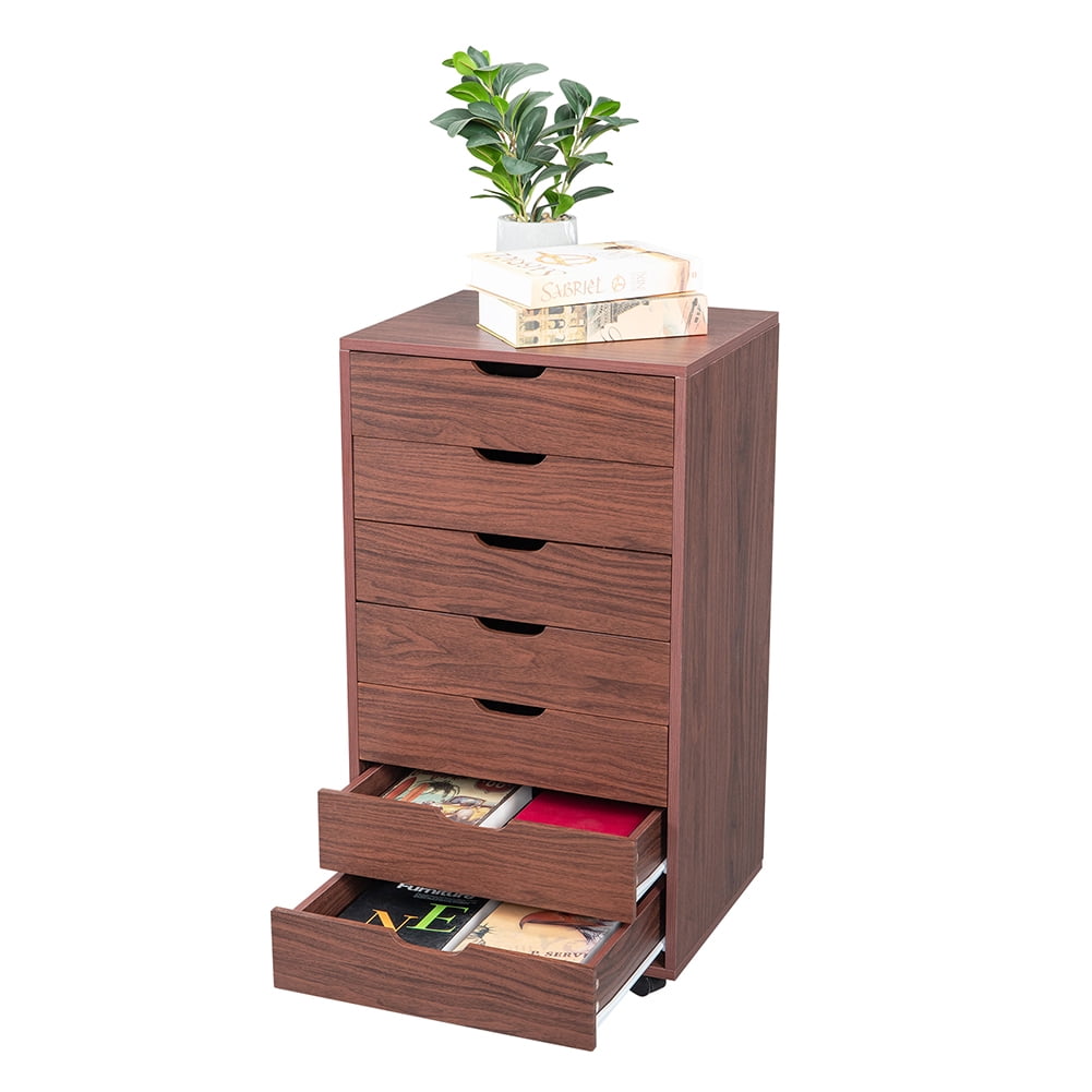 Lowestbest Printer Stand with Wheels, Seven Drawers Mobile Office Cabinet,Dark Walnut Lowestbest Printer Stand with Wheels, Seven Drawers Mobile Office Cabinet,Dark Walnut
