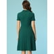 thumbnail image 3 of Vestidos estilo swing retro vintage de manga corta con cuello en V y botones para mujer de los años 50 Verde oscuro XS, 3 of 6