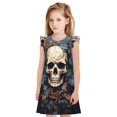 thumbnail image 1 of Balery Vintage Leaf Flower Skull Camisón de princesa para niñas, pijama de algodón con mangas abullonadas, suave y bonito.-X-Large, 1 of 6