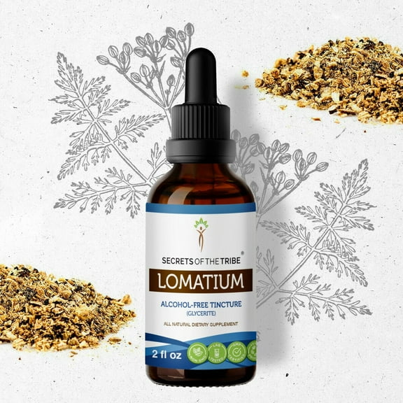 Secrets Of The Tribe Lomatium Tincture Dietary Supplement, Natural Herbal Extract for Immune Support, Lomatium (Lomatium dissectum) Dried Root, Alcohol-Free Extract, Drops 2 oz