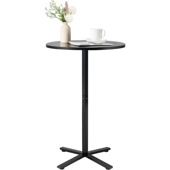 Bar Table,41 Inch Height Cocktail Table Round Bistro Bar Table with Metal Frame and Cross Base for Home,Kitchen Dining,Bar,Black