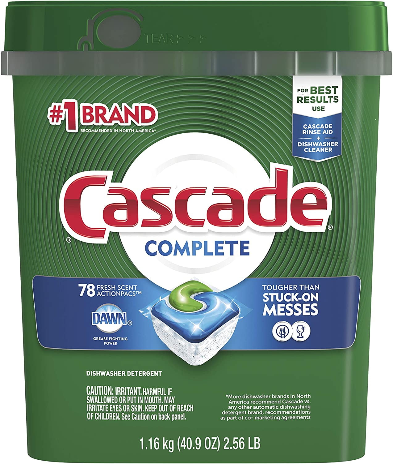 Cascade Complete Dishwasher-Pods, ActionPacs Dishwasher Detergent Tabs, Fresh  Scent, 78 Count (Packaging May Vary) - Walmart.com