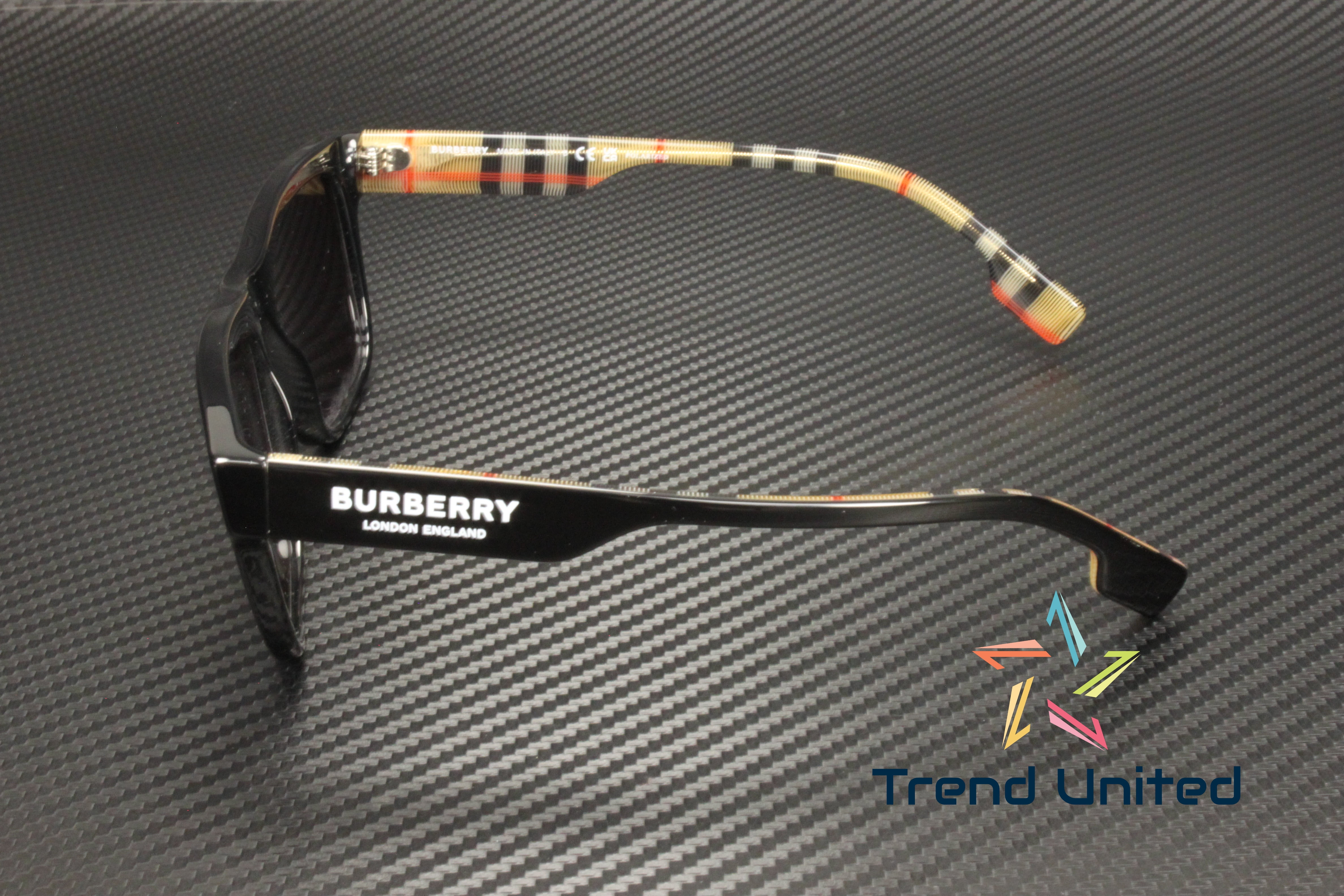 BURBERRY BE4293 377381 Black Grey Polarized 56 mm Men's Sunglasses