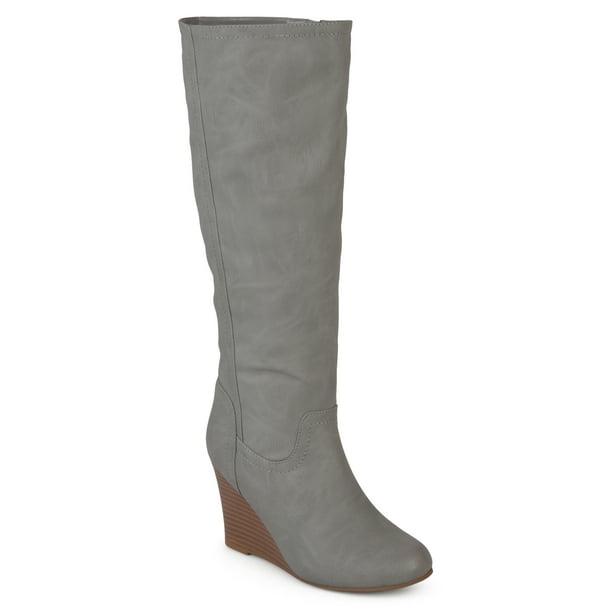 extra wide calf wedge heel boots