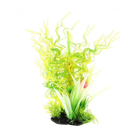 Unique Bargains 1 Pc Artificial Aquatic Plants for Fish Tank Plants Decor Green Yellow