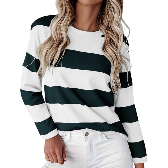 Womens Tops Long Sleeve Shirts T Shirts Crew Neck Shirts Basic Tee Comfy Striped Printed Tops Blouse Blouses For Women
