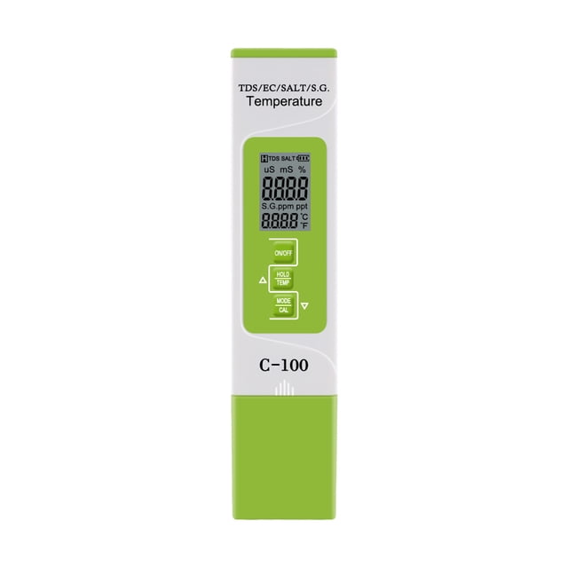 Monitor de sal Irfora 5 en 1 TDS / EC / SALT / SG / Medidor de temperatura Monitor de calidad del agua digital Probador para piscinas Acuarios de agua potable (batería no incluida) Irfora Monitor de sal
