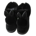 thumbnail image 3 of harmtty 1 Pair Winter Cotton Slippers Flat Fluffy Cartoon Rabbit Ear Soft Plush Thickened Warm Heat Retention Thick Sole Solid Color Home Indoor Cotton Shoes foot warmers for feet Black, 3 of 7