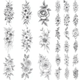 thumbnail image 2 of Autocollants de Tatouage Floraux Étanches Design Réaliste 3D pour Hommes Femmes Fête Plage, 2 of 5