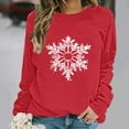 thumbnail image 6 of HOMBOM Snowflake Merry Christmas Sweatshirts for Womens Red Pullover Funny Lightweight Crewneck Long Sleeve Fall Ladies Tops, 6 of 6